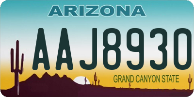 AZ license plate AAJ8930