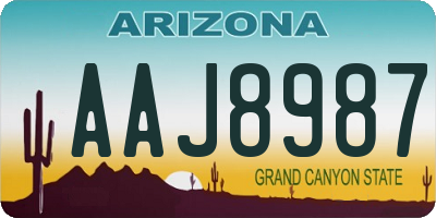 AZ license plate AAJ8987
