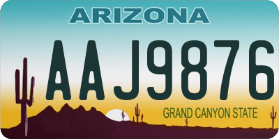 AZ license plate AAJ9876