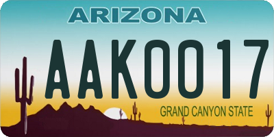 AZ license plate AAK0017
