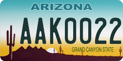 AZ license plate AAK0022