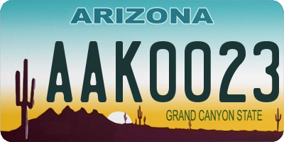 AZ license plate AAK0023