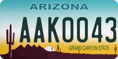 AZ license plate AAK0043