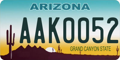 AZ license plate AAK0052