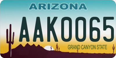 AZ license plate AAK0065