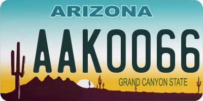 AZ license plate AAK0066
