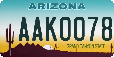 AZ license plate AAK0078