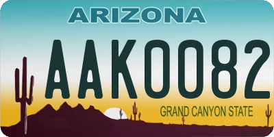 AZ license plate AAK0082