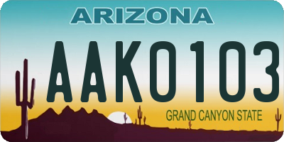 AZ license plate AAK0103