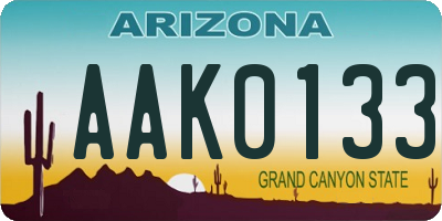AZ license plate AAK0133