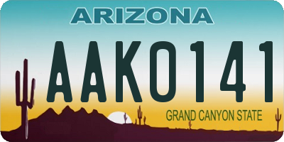 AZ license plate AAK0141