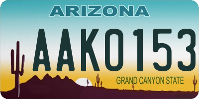 AZ license plate AAK0153
