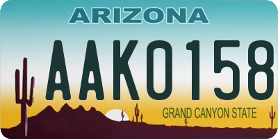 AZ license plate AAK0158