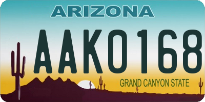 AZ license plate AAK0168