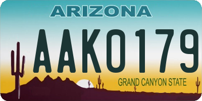 AZ license plate AAK0179
