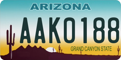 AZ license plate AAK0188