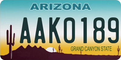 AZ license plate AAK0189