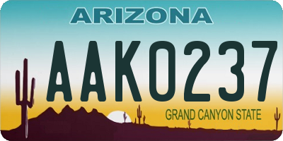 AZ license plate AAK0237