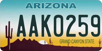 AZ license plate AAK0259