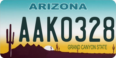 AZ license plate AAK0328