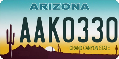 AZ license plate AAK0330