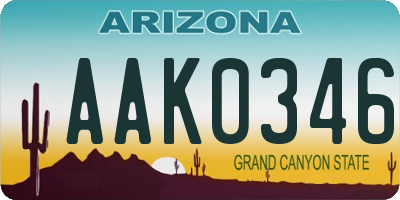 AZ license plate AAK0346