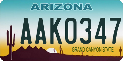 AZ license plate AAK0347