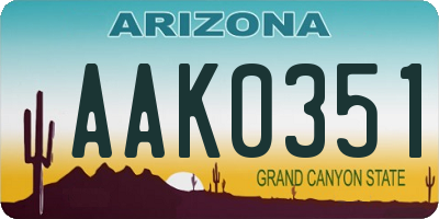 AZ license plate AAK0351