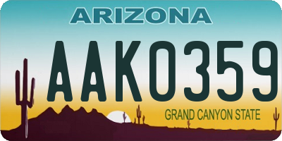 AZ license plate AAK0359