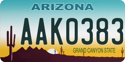 AZ license plate AAK0383