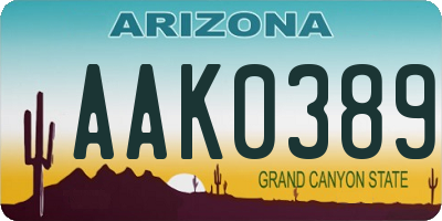 AZ license plate AAK0389