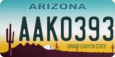 AZ license plate AAK0393