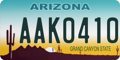 AZ license plate AAK0410