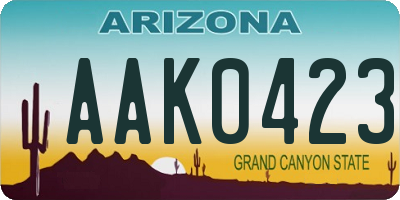 AZ license plate AAK0423