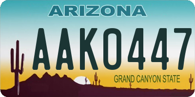 AZ license plate AAK0447