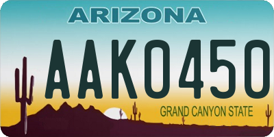 AZ license plate AAK0450