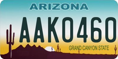 AZ license plate AAK0460