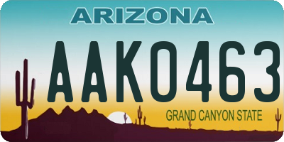 AZ license plate AAK0463
