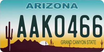 AZ license plate AAK0466