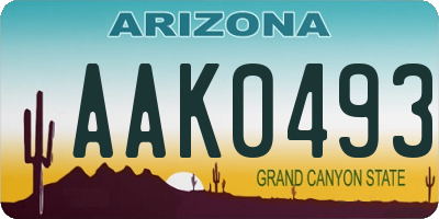 AZ license plate AAK0493