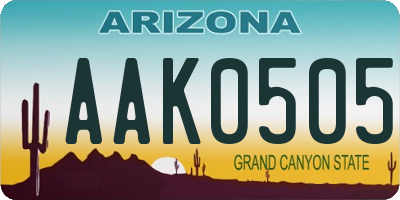AZ license plate AAK0505