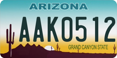 AZ license plate AAK0512