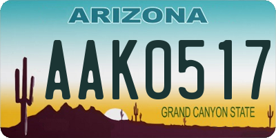 AZ license plate AAK0517