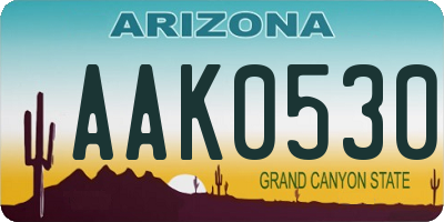 AZ license plate AAK0530