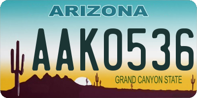 AZ license plate AAK0536