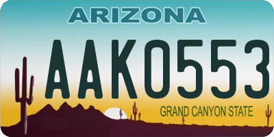 AZ license plate AAK0553