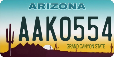 AZ license plate AAK0554
