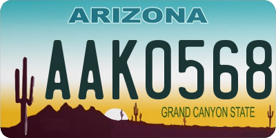 AZ license plate AAK0568