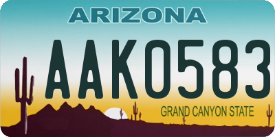AZ license plate AAK0583