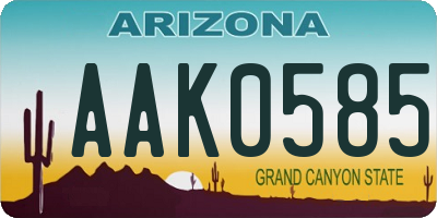 AZ license plate AAK0585